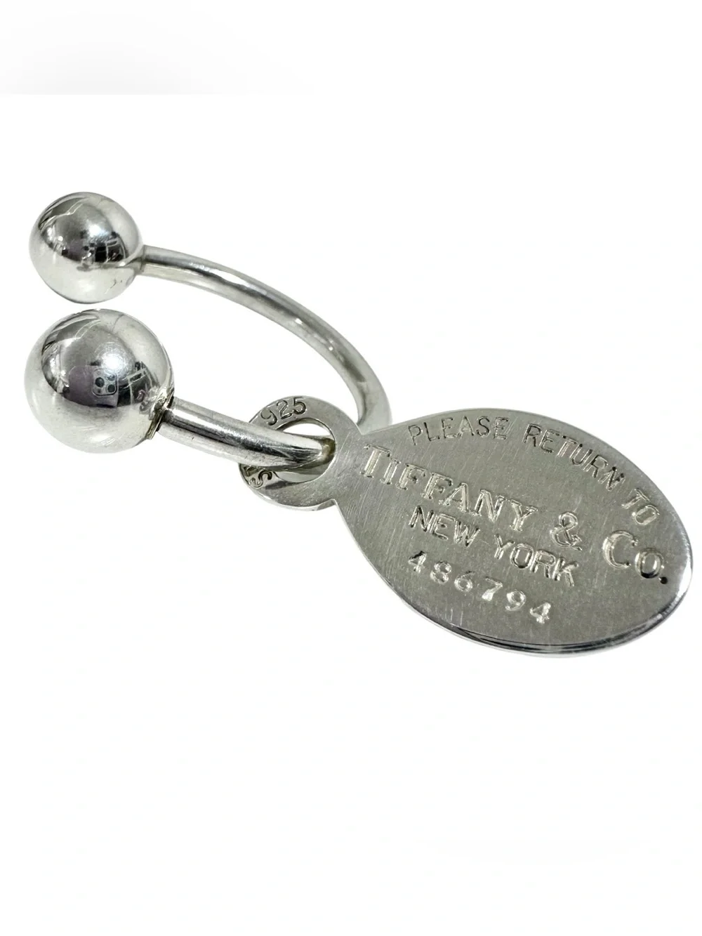 Tiffany & Co. Engraved 925 Silver Ball Keychain with Engraved Return To Charm - Picture 10 of 13